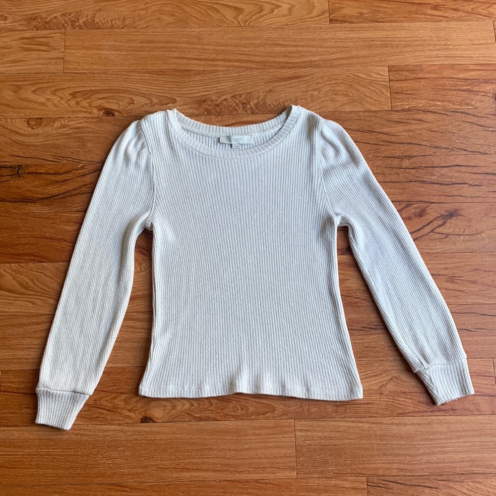 3/$10 EUC LOFT Gold Metallic Long Sleeve Shirt